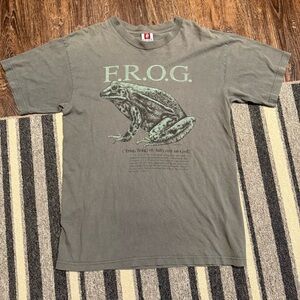 Vintage Grail Bayside F.R.O.G Fully Rely On God Religious Jesus T-Shirt Sz.L